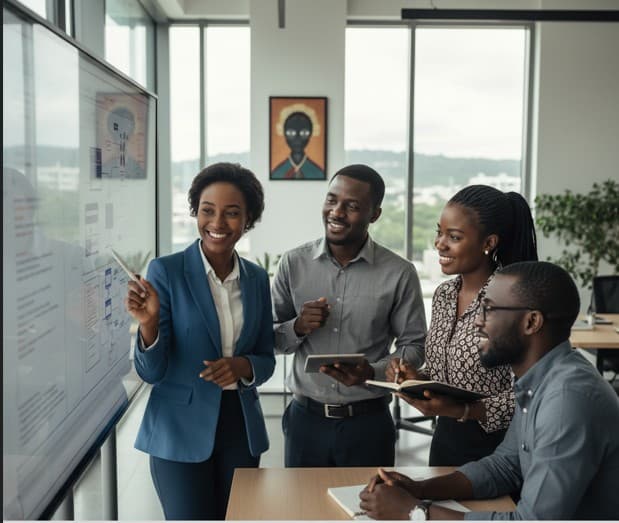 EduPro Technologies team collaborating in a modern office environment